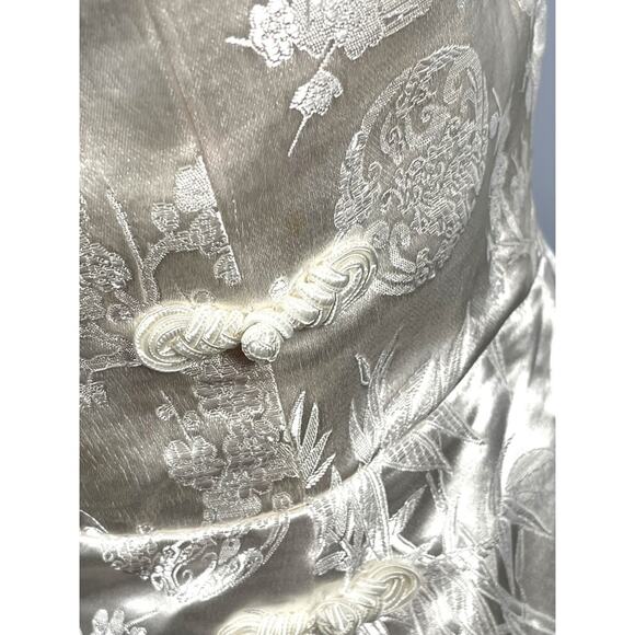 Sau Lee Jayde Sateen Jacquard Feather Hem Ivory White Mini Dress Size 14 - Picture 8 of 13